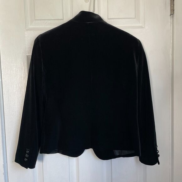 Nine west black velvet blazer hook and eye clasp size 2 - Picture 2 of 6